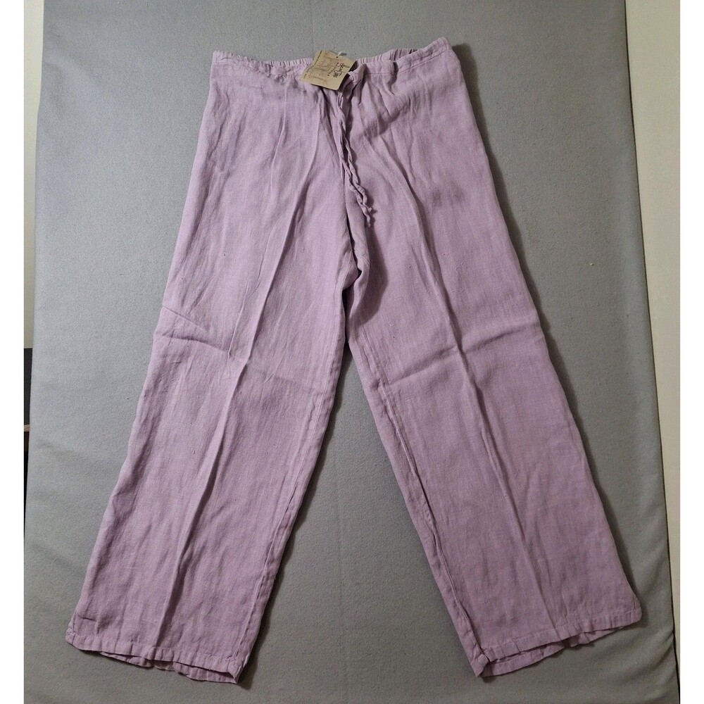 Liz & Jane Pants Womens Wide Leg Pre Shrunk Cotton Drawstring Lavender XL